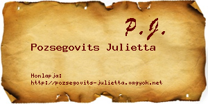 Pozsegovits Julietta névjegykártya
